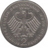 Монета. ФРГ. 2 марки 1989 год. Курт Шумахер. Монетный двор - Карлсруэ (G). рев.