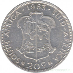 Монета. Южно-Африканская республика (ЮАР). 20 центов 1963 год.