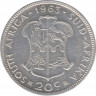 Монета. Южно-Африканская республика (ЮАР). 20 центов 1963 год. ав.