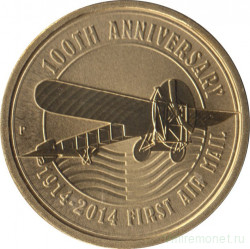 Монета. Тувалу. 1 доллар 2014 год. 100 лет Авиапочте. В конверте.