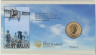 Монета. Тувалу. 1 доллар 2014 год. 100 лет Авиапочте. В конверте. открытка тыл.