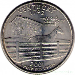 Монета. США. 25 центов 2001 год. Штат № 15 Кентукки. Монетный двор D.