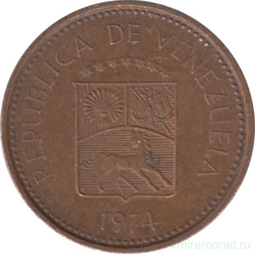 Монета. Венесуэла. 5 сентимо 1974 год.