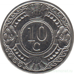 Монета. Нидерландские Антильские острова. 10 центов 1991 год.