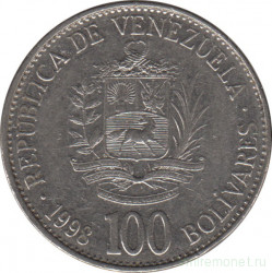 Монета. Венесуэла. 100 боливаров 1998 год.