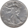 Монета. США. 50 центов 1947 год. Шагающая свобода. ав.