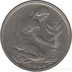 Монета. ФРГ. 50 пфеннигов 1966 год. Монетный двор - Гамбург (J).