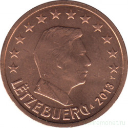 Монета. Люксембург. 2 цента 2013 год.