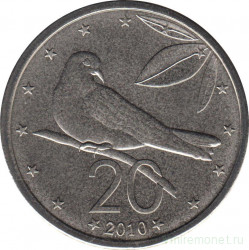 Монета. Острова Кука. 20 центов 2010 год.