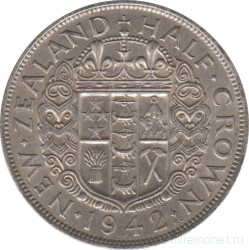 Монета. Новая Зеландия. 1/2 кроны 1942 год.