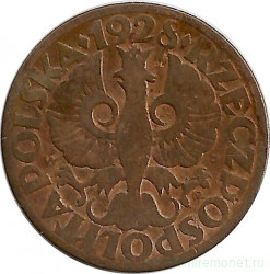 Монета. Польша. 5 грошей 1928 год.