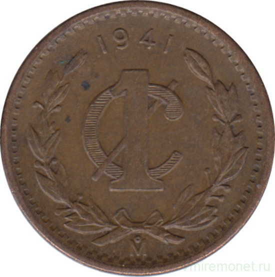 Монета. Мексика. 1 сентаво 1941 год.