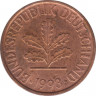  Монета. ФРГ. 2 пфеннига 1993 год. Монетный двор - Карлсруэ (G). ав.