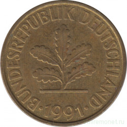 Монета. ФРГ. 10 пфеннигов 1991 год. Монетный двор - Берлин (А).