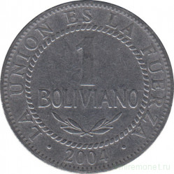 Монета. Боливия. 1 боливиано 2004 год.