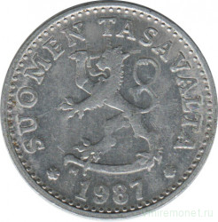 Монета. Финляндия. 10 пенни 1987 M год.