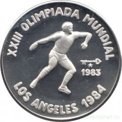 Монета. Куба. 5 песо 1983 год. XXIII летние Олимпийские Игры в Лос-Анджелесе. Метание диска.