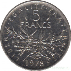 Монета. Франция. 5 франков 1978 год.