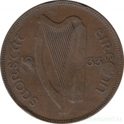 Монета. Ирландия. 1 пенни 1933 год.