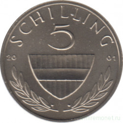 Монета. Австрия. 5 шиллингов 2001 год.