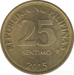 Монета. Филиппины. 25 сентимо 2015 год.