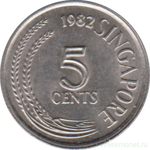 Монета. Сингапур. 5 центов 1982 год. Магнитная.