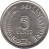 Монета. Сингапур. 5 центов 1982 год. Сталь с медно-никелевым покрытием. ав.