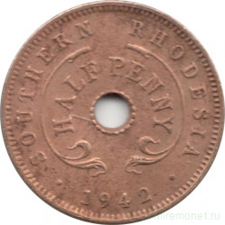 Монета. Южная Родезия. 1/2 пенни 1942 год.