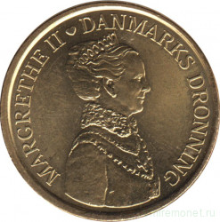 Монета. Дания. 20 крон 2012 год. 40 лет со дня коронации королевы Маргарете II.