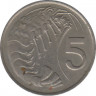Монета. Каймановы острова. 5 центов 1977 год. рев.