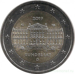 Монета. Германия. 2 евро 2019 год. 70 лет Бундесрату (G).