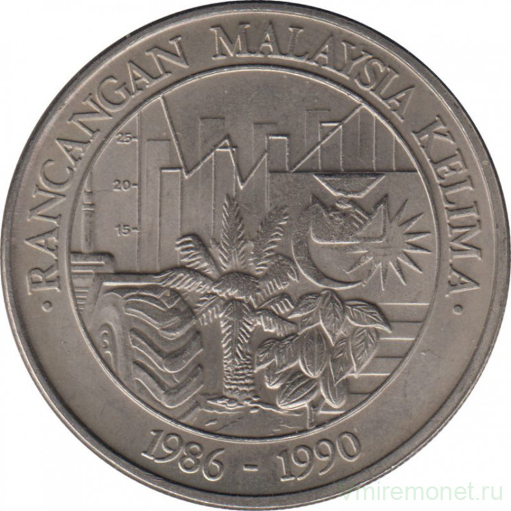 Монета. Малайзия. 1 ринггит 1986 год. Пятый пятилетний план.