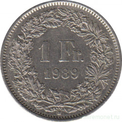 Монета. Швейцария. 1 франк 1989 год.