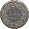  Монета. Швейцария. 1 франк 1989 год. ав.