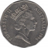 Монета. Австралия. 50 центов 1996 год. ав.