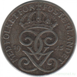 Монета. Швеция. 1 эре 1943 год.