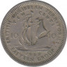 Монета. Британские Восточные Карибские территории. 10 центов 1955 год. ав.