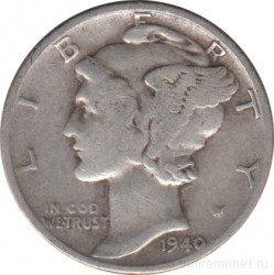 Монета. США. 10 центов 1940 год.