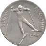 Аверс. Монета. Финляндия. 100 марoк 1989 год. Чемпионат мира по лыжным видам спорта в Лахти.