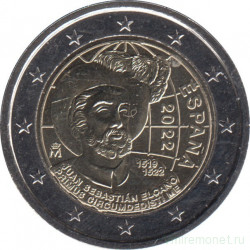 Монета. Испания. 2 евро 2022 год. 500 лет первому кругосветному путешествию. Хуан Себастьян Элькано.