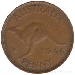 Монета. Австралия. 1 пенни 1944 год. Без точки после "PENNY".