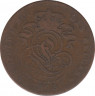 Монета. Бельгия. 2 цента 1875 год. DES BELGES. ав.