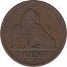 Монета. Бельгия. 2 цента 1875 год. DES BELGES. рев.