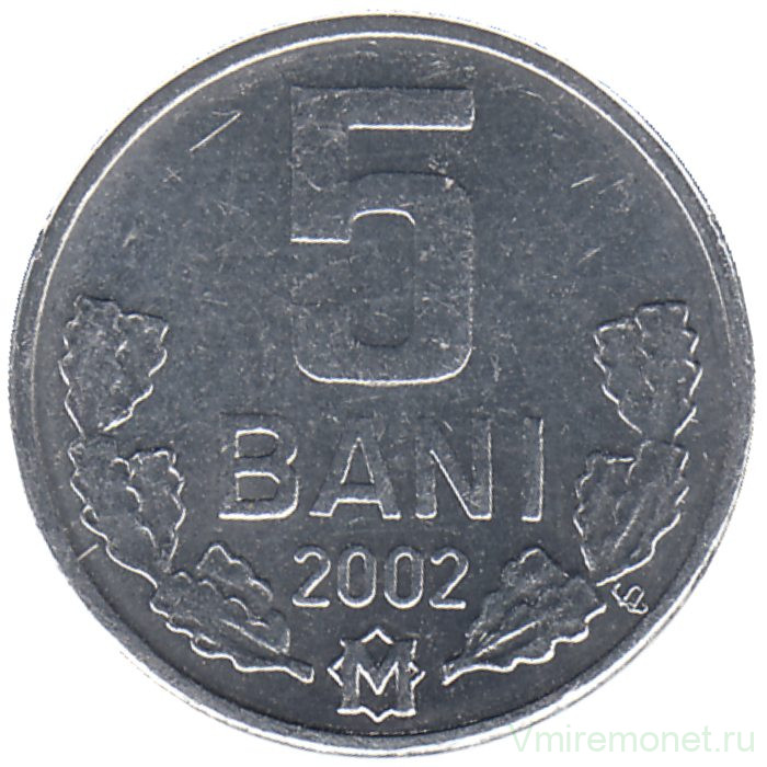 Монета. Молдова. 5 баней 2002 год.