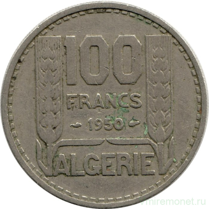 Монета. Алжир. 100 франков 1950 год.