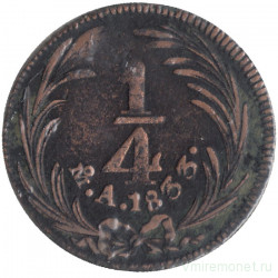 Монета. Мексика. 1/4 реала 1833 год.