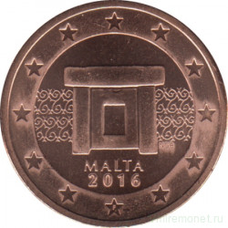 Монета. Мальта. 2 цента 2016 год.