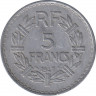 Монета. Франция. 5 франков 1947 год. Монетный двор - Париж. Аверс - закрытая 9. ав.