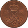  Монета. Дания. 5 эре 1973 год. ав.