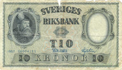 Банкнота. Швеция. 10 крон 1957 год.